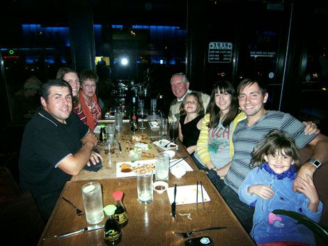 Nelson family at Blue Sushi downtown