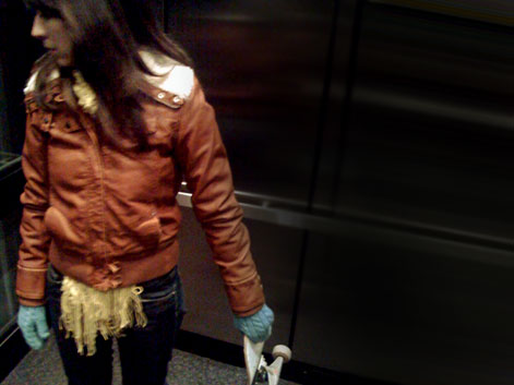 Sara Jean Nelson in elevator